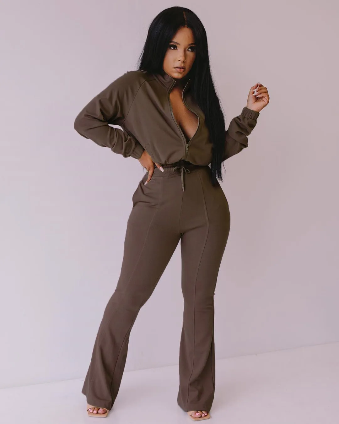 Womens Tracksuit Two Piece Outfits Long Sleeve Zip Up Jacket Jogger Casual Sweatsuit Matching Sets Track Suits