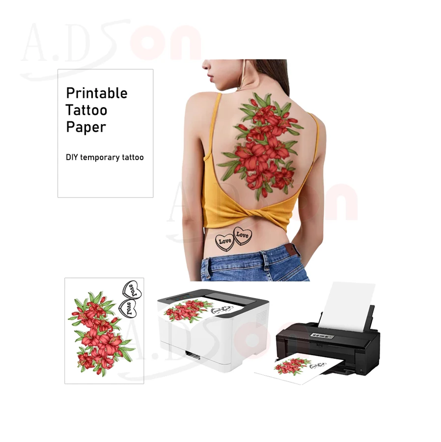 Temporary Tattoo Transfer Paper Tattoo DIY Printing Paper Printable Tattoo Sheets for Inkjet and Laser Printer