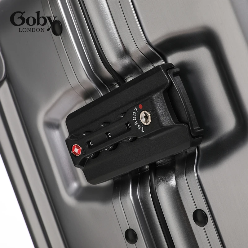 Aluminum Alloy Frame Silver Color Luxury Luggage  Case 20 inch Shining Non-zipper Lock Style Wholesale in Stock