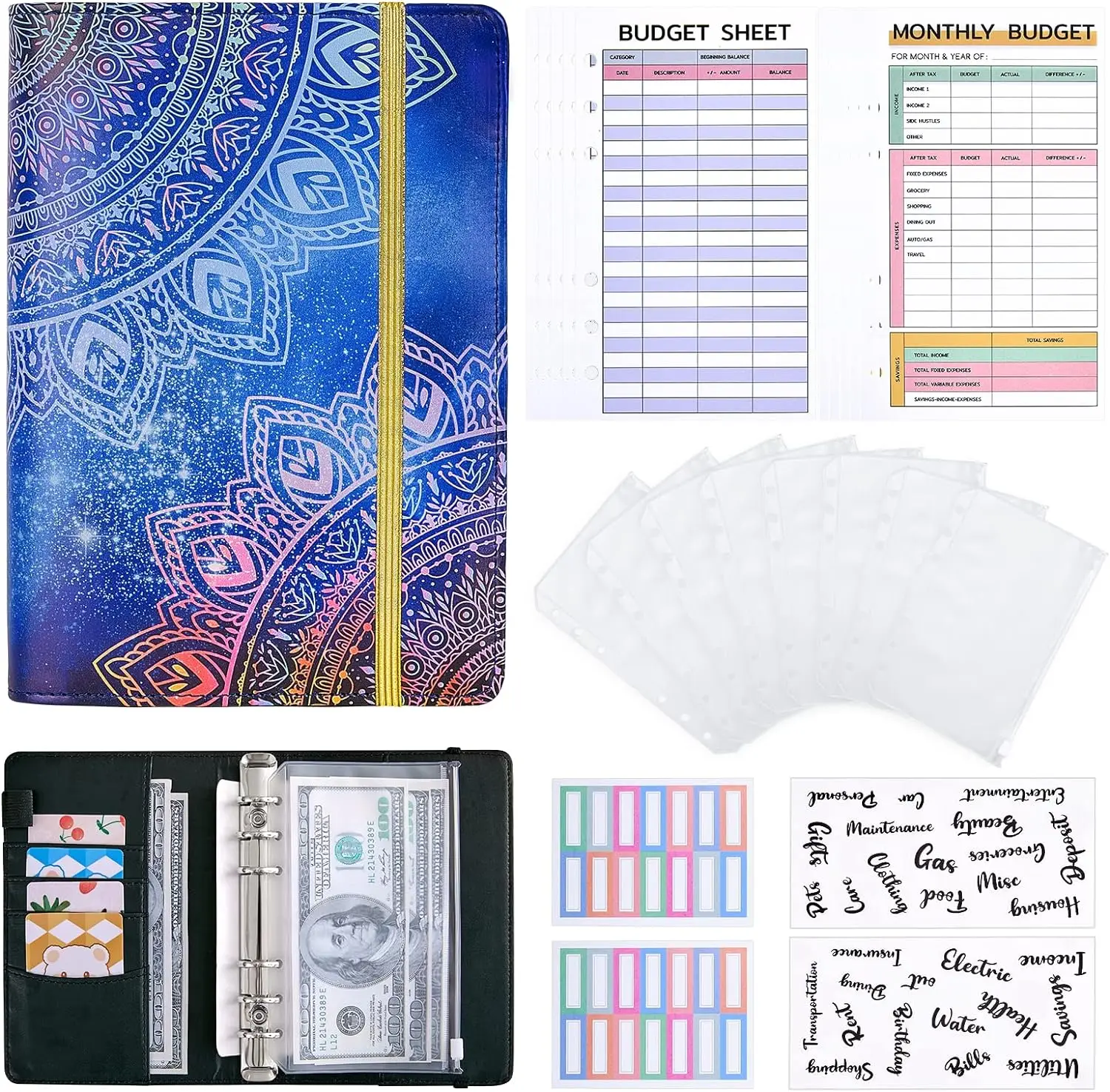 Wholesale Custom Planner Binder Notebook A5 A6 A7 Ring Binder Pu Leather Clip Notebook Planner Organizer Budget Binder