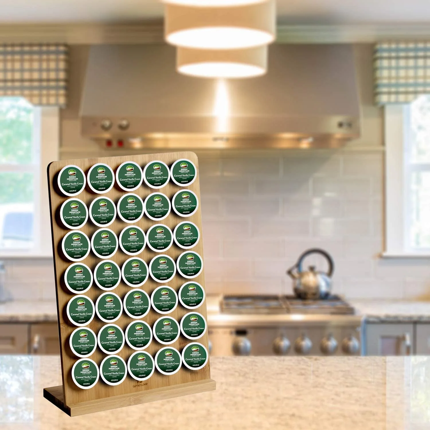 Bamboo Acrylic Capsule Coffee Storage Stand 35 Grain Coffee Capsule Display Stand