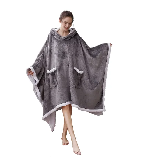OEM High Quality Sherpa Blanket Poncho Sherpa Fleece Blanket Super Soft Warm