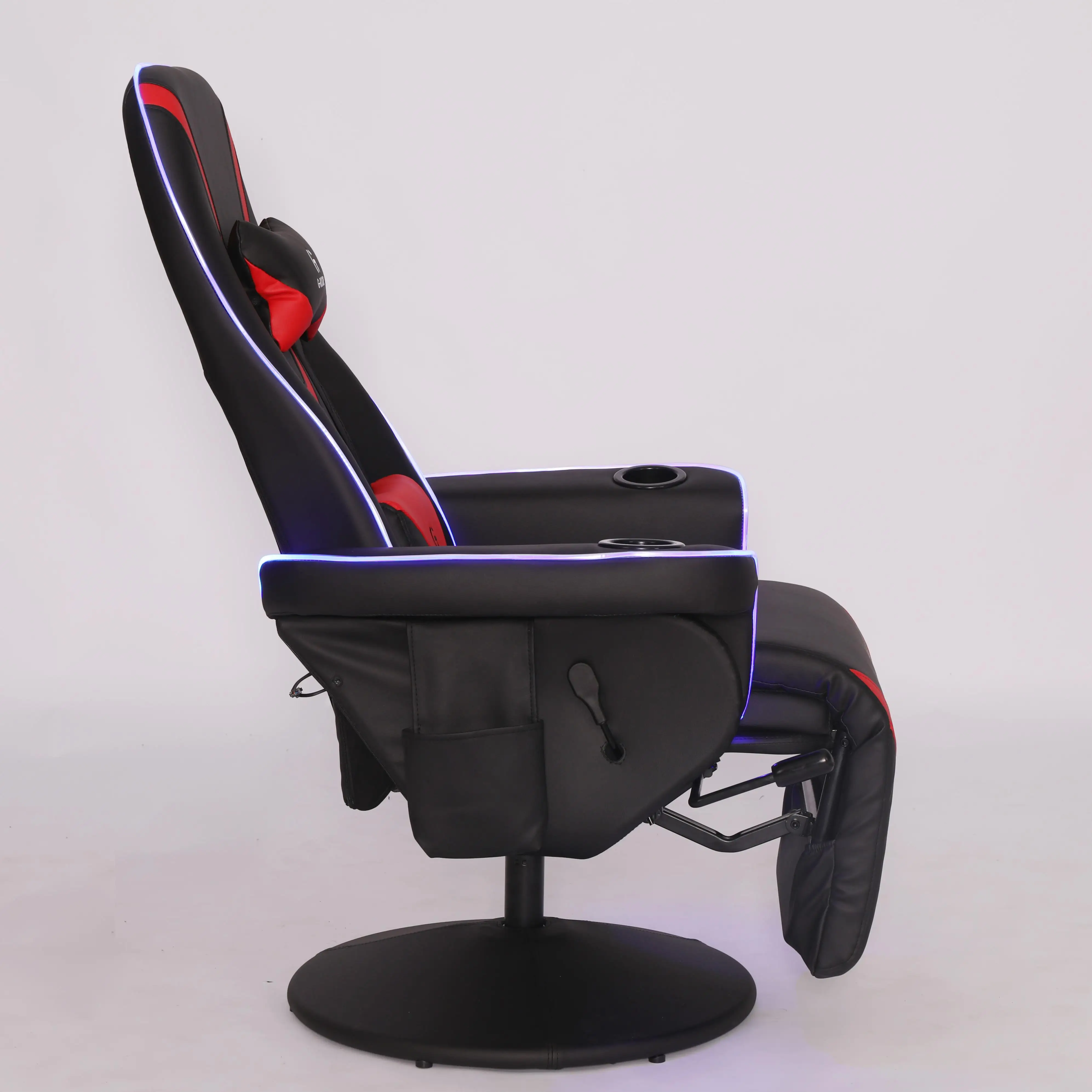 
Free Sample 2021 Anji NEW Factory Ergonomic Leather LED Light Foam Reclining Racing Massage Sillas Footrest Sofa Gaming Chair 