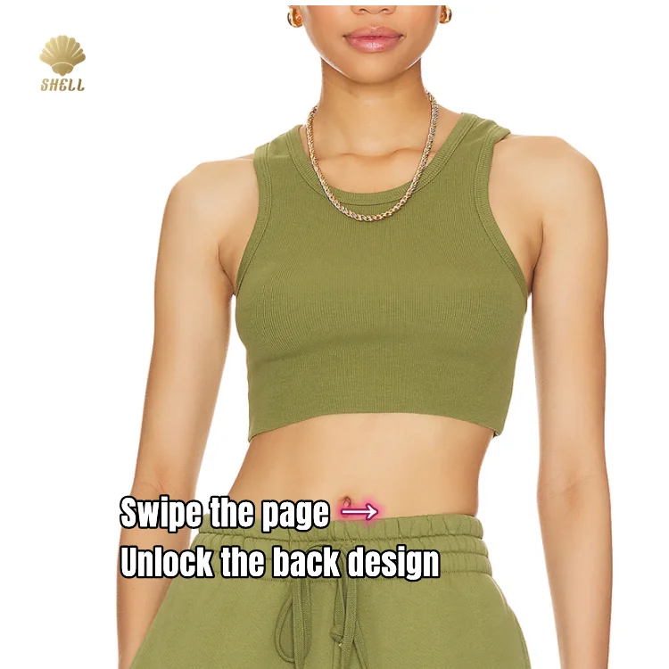 Luluxixiyaya Local Love Club Avocado Olive Series O Neck 280gsm Thick Rib Summer Casual Mujer Crop Tank Top