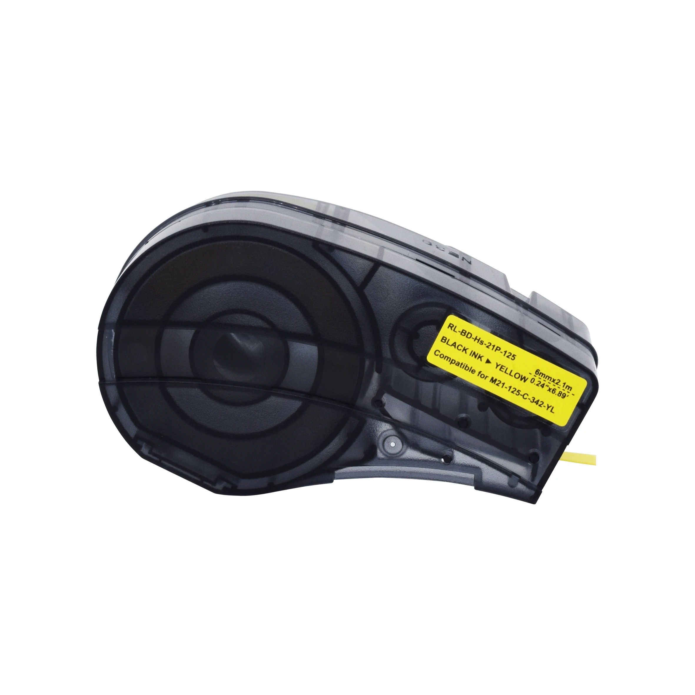 Compatible Brady M21-125-C-342-YL 6MM*2.1M Black on Yellow  HS Polyolefin Label Tape for Brady-BMP21-PLUS BMP21 Brady-BMP21-LAB