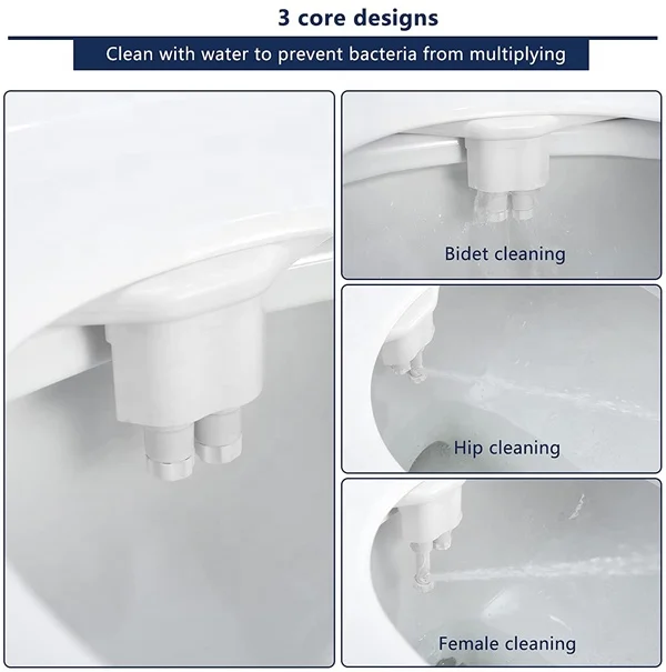 NZMAN Hot Cold Water Bidet BRASS Component,Two Nozzle Bidet Toilet Seat Attachment Self Cleaning,Warm Water Toilet Bidet Sprayer