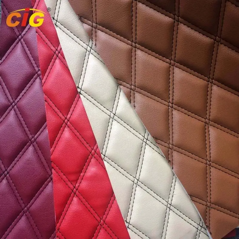 Stitching Embroidery Synthetic PVC Leather for Car Seat/ Furniture/ Cat Mat