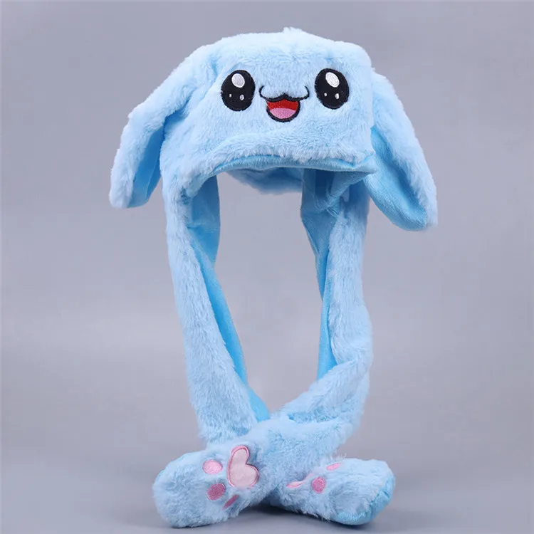Lovely Rabbit Hat Novelty Happy Cute Soft Plush Animal Hat Bunny Cap with Movable Ears For Christmas GIft