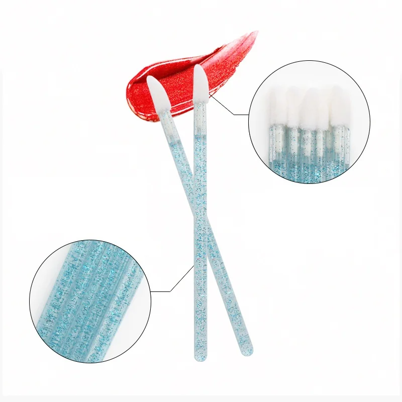 IRISMANLI Colorful Plastic Disposable Lip Cleaning Brush 50pcs/Bag Portable Crystal Lip Brush Beauty Makeup Lip Brush