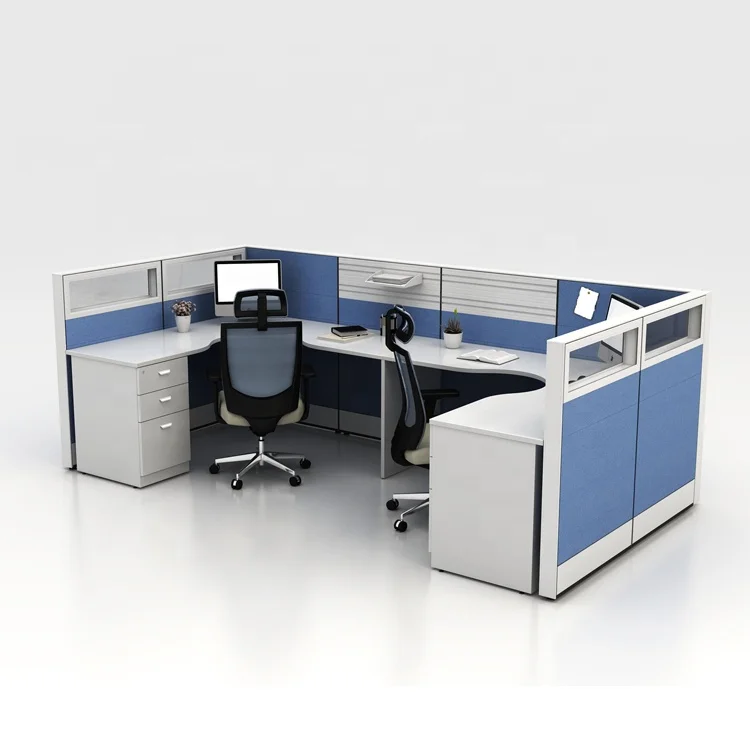 Wholesale Office Furniture Modern L Shape Desk Cubical Workstation Partition 2 Persons