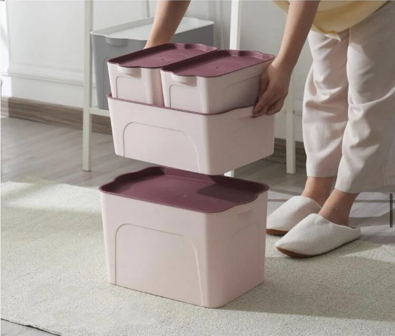 Home use multi color waterproof plastic storage boxes & bins clothes toy organizer with handle