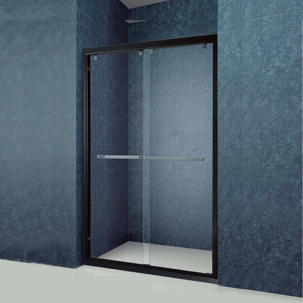 Tempered Glass Black Frame Walk in Shower In Doors Adjustable Portable Shower Screen Glass Panels walk In Shower Doors