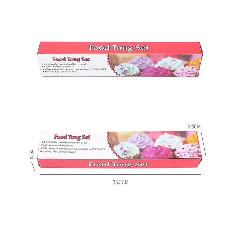 Wholesale 100% Food Grade BPA Free Barbecue Kitchen Tongs Set Color Box