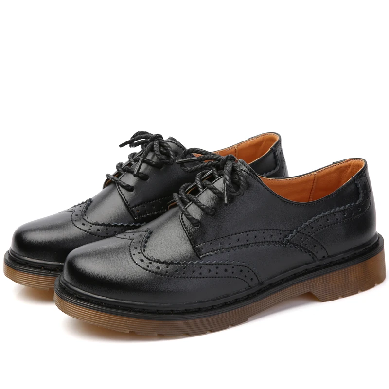 newest stylish zapatos mujer vintage leather ladies brogue shoes cow split leather women oxford shoes