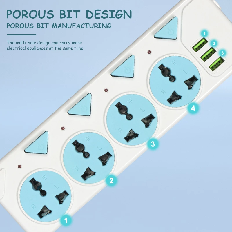 Manufacturers universal standard usb power strip 4 outlet  individual switch 1.5m cable electrical socket extension socket