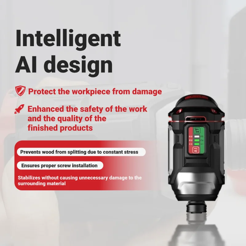 ELE Newest 16V 160N.m Cordless Impact Driver Lithium Battery 3 AI mode Brushless Screwdriver