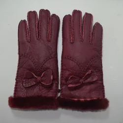 Factory wholesale winter warm 100% real sheepskin fur gloves for men women