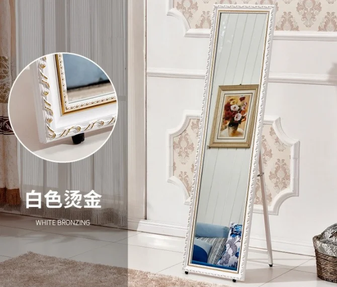 Wholesale 40x150 cm full length wood framed square wooden dressing living room floor standing mirror espejo spiegel miroir