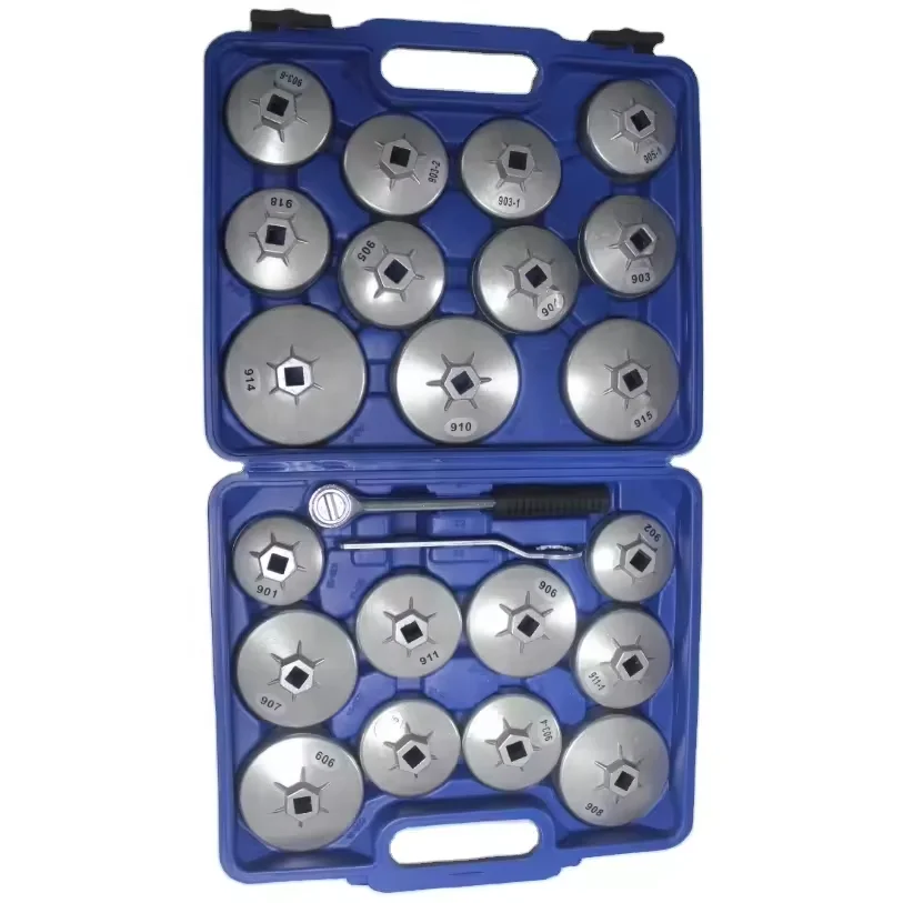 23pcs Cup Type Oil Filter Wrench Set Vehicle Repair Tools for Easy Oil Filter Removal Includes Oil Filter Hat Wrench for Car BMW