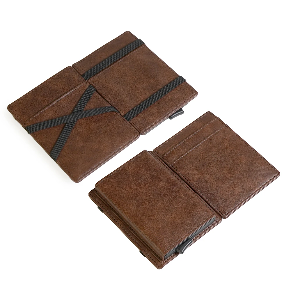Leather Magic Wallets for men Super Slim Mens Leather pop up case wallet