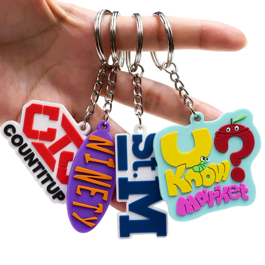 Key holders personalized color double sided soft pvc silicone corporate keychain rubber key chains