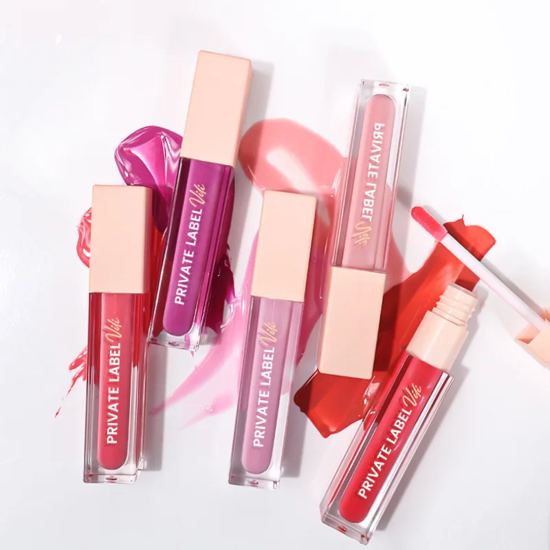 2024 Wholesale Spf Organic Make Up Vegan Bulk Squeeze Tubes 6ml Matte Pigments Pink Tinted Lip Gloss for Girls
