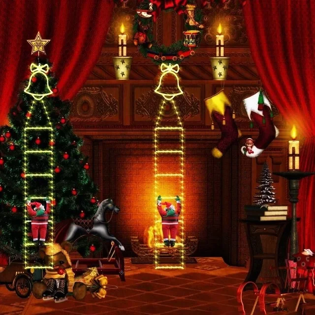 Solar Christmas Light Santa Toy Climb Lights For Holiday Festival Party Christmas Decor Outdoor Waterproof Climbing Light
