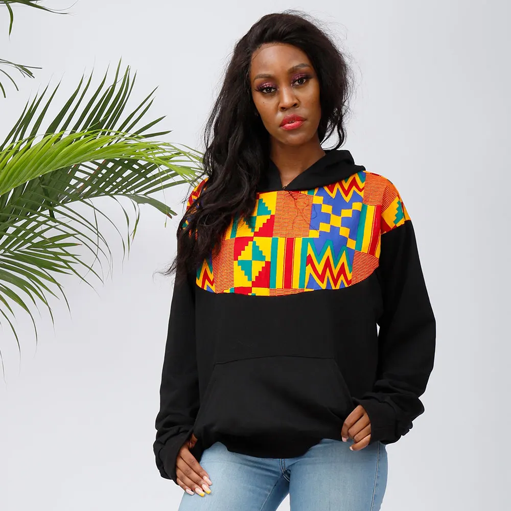 Ankara Kente Print Hoodies High-quality Sweater With Hat Customized White Hoodies For Women Casual African Print
