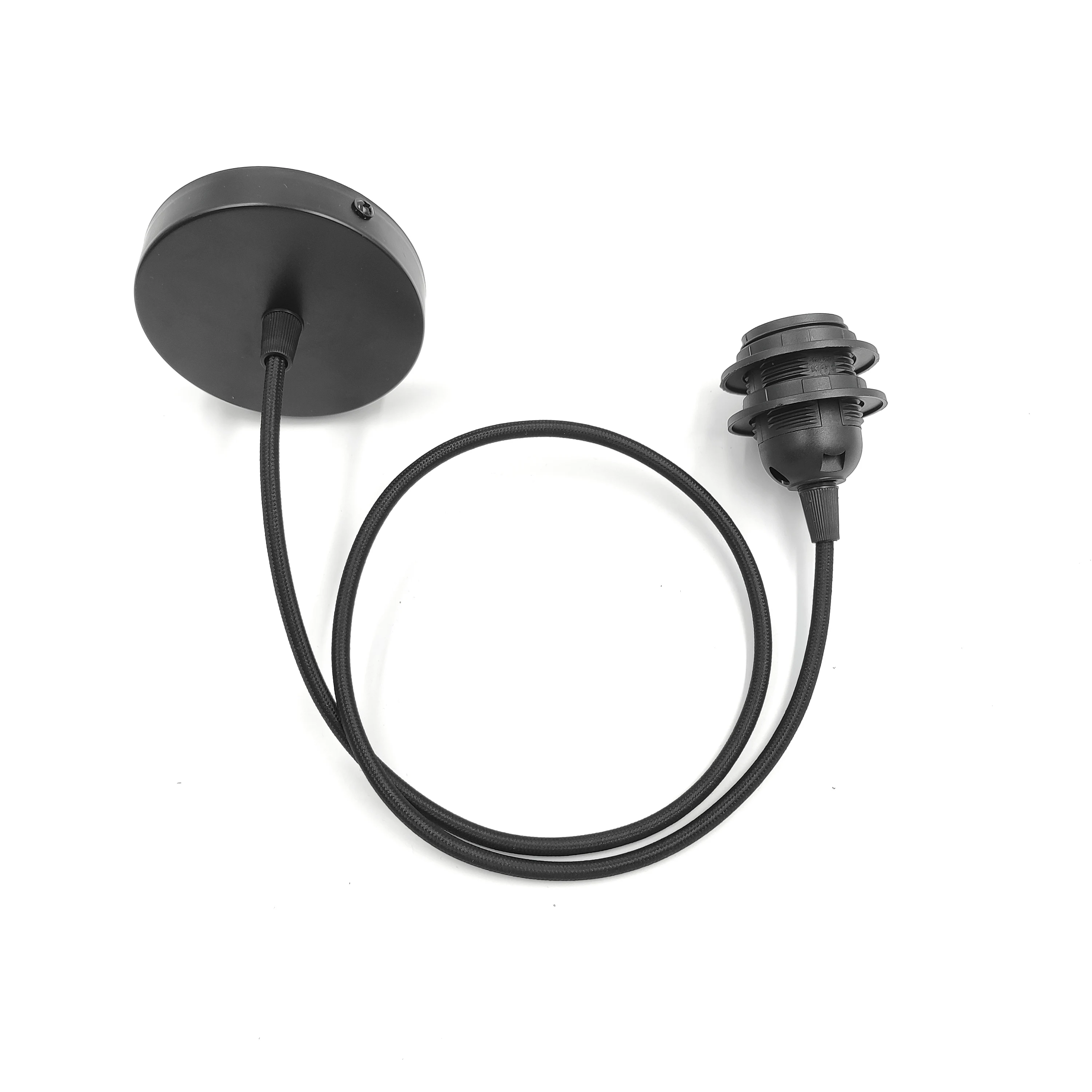 Black White Fabric Power Cord cable 1m power Cord plug Chandelier Pendant lamp holder E26 E27 double ring cable 10cm chassis