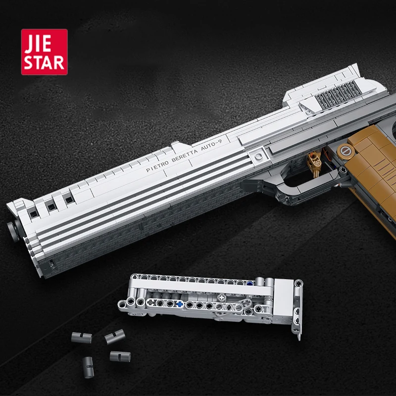 Новое поступление 2023 самодельный пистолет JIESTAR для взрослых модель пистолета moc набор строительных блоков с пулей спецназ армейский дробовик игрушечный