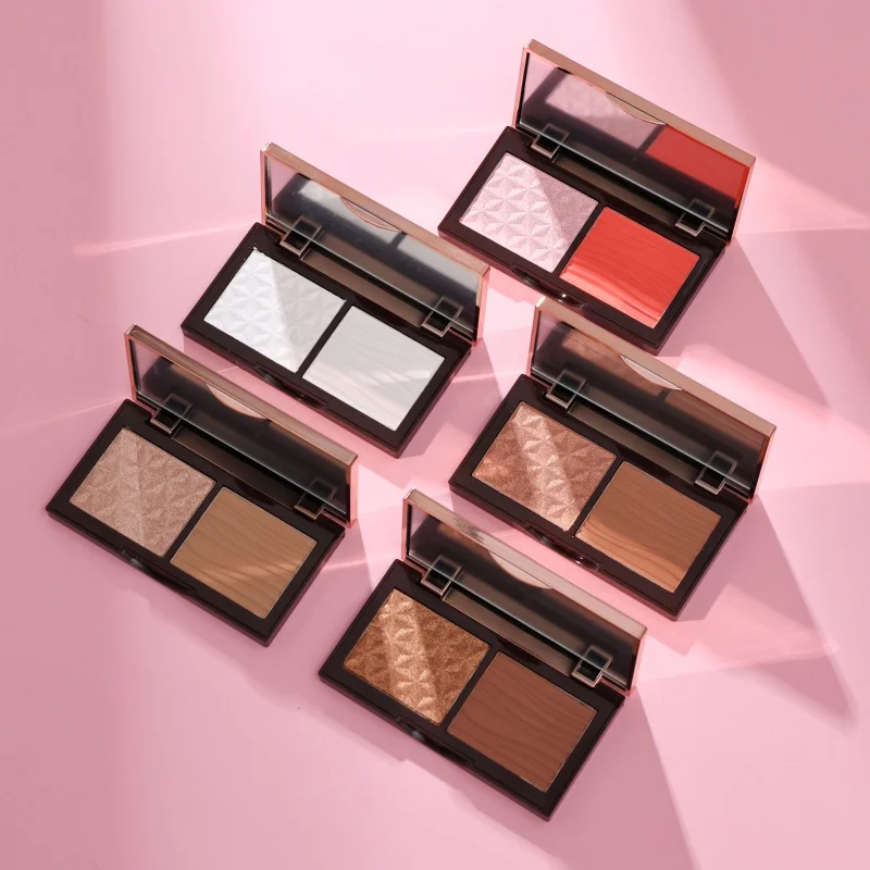 Discover 5-Hue Highlight & Contour Disc, Combining Highlighting Powder & Pearl Blush, 2-in-1 Design for Effortless Beauty
