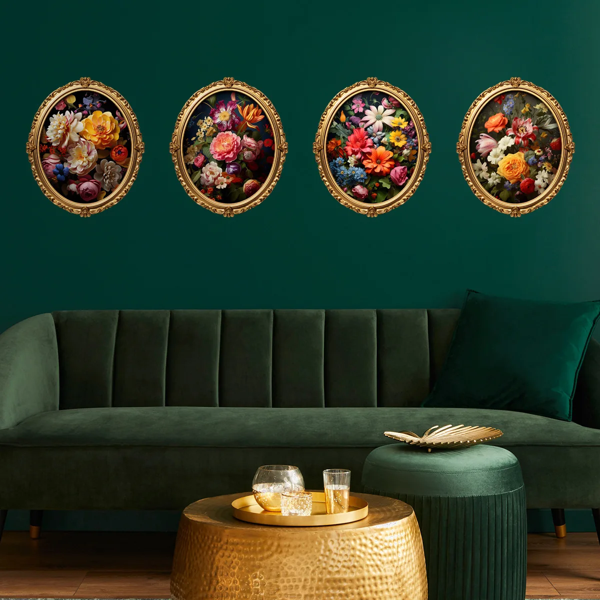 30*35cm*4pcs 3D Photo Frame Wallpaper Arts 3D Oil Painting Wall Sticker Home Decor Living Room