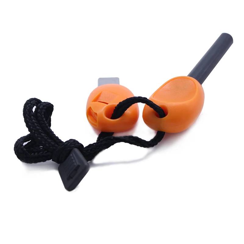 10*90mm Waterproof Military Outdoor Survival Kit Magnesium Flint Fire Starter with Whistle