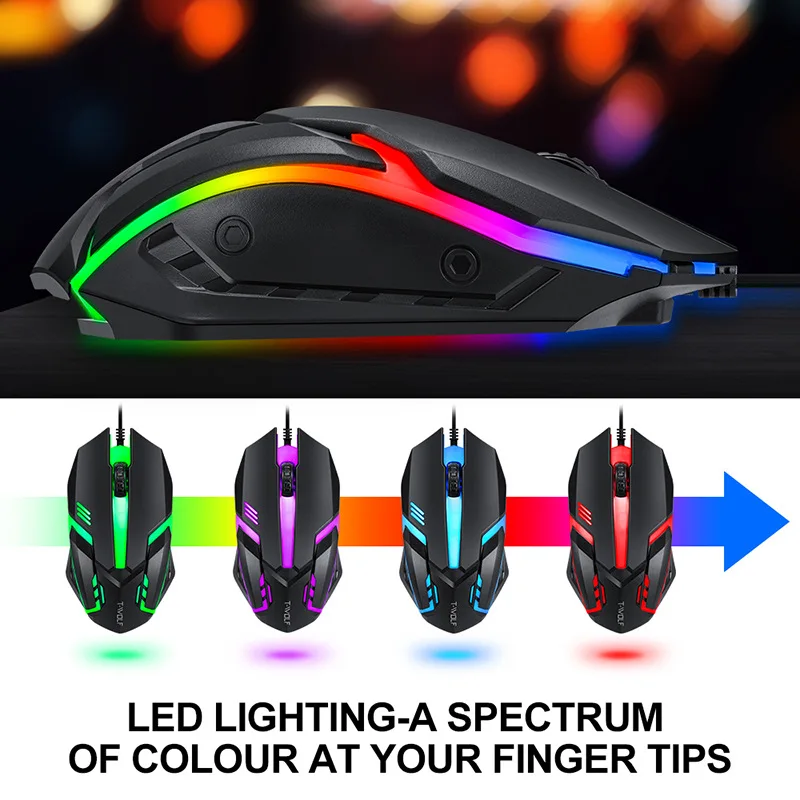 TWOLF thunder wolf TF800 luminous keyboard mouse headset mouse pad game set of four