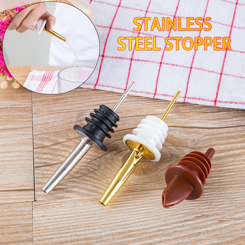 Stainless Steel Pourers Liquor Bottle Pourers And Vinegar Tapered Stopper Spout Liquor Pourers With Rubber Bar Accessories