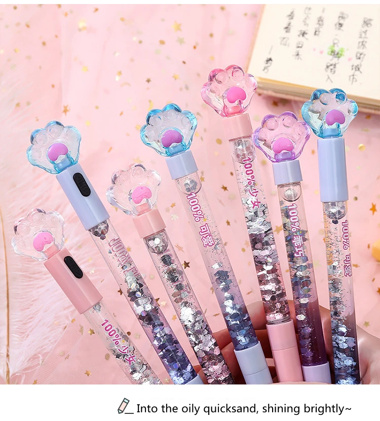 Lighting Cartoon oil quicksand 0.5mm gel pen for students