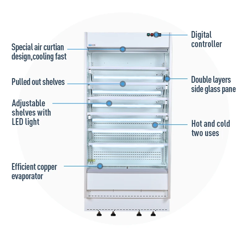 grocery display refrigerator open showcase/multi-deck display fresh food chiller