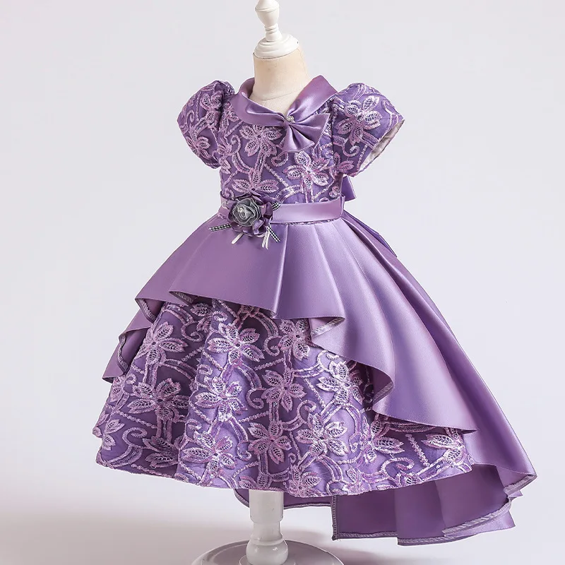 Новые платья для малышей на день рождения Длинное Элегантное платье девочек-подростков вечернее Роскошная Одежда детей