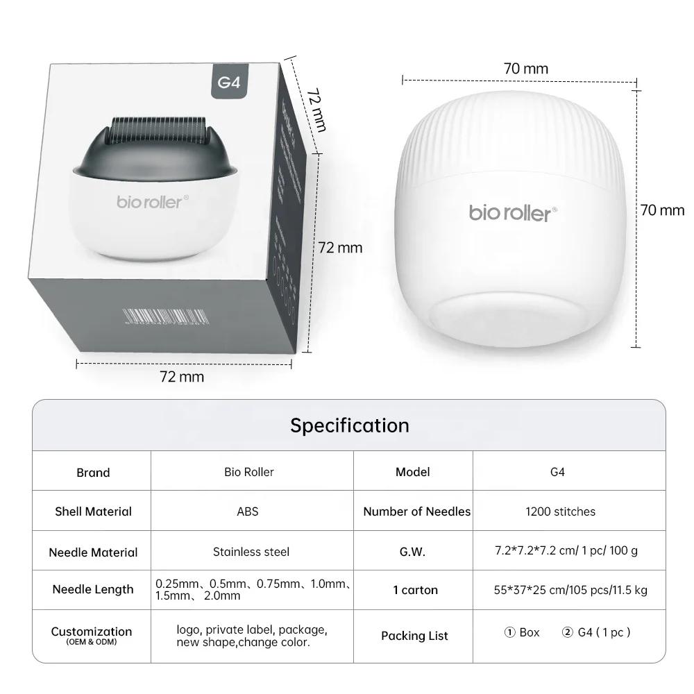 Bio Roller G4 Micro Needle Roller for Hair Regrowth Derma Roller for Skin Care Anti Wrinkle Home Use Professional Use