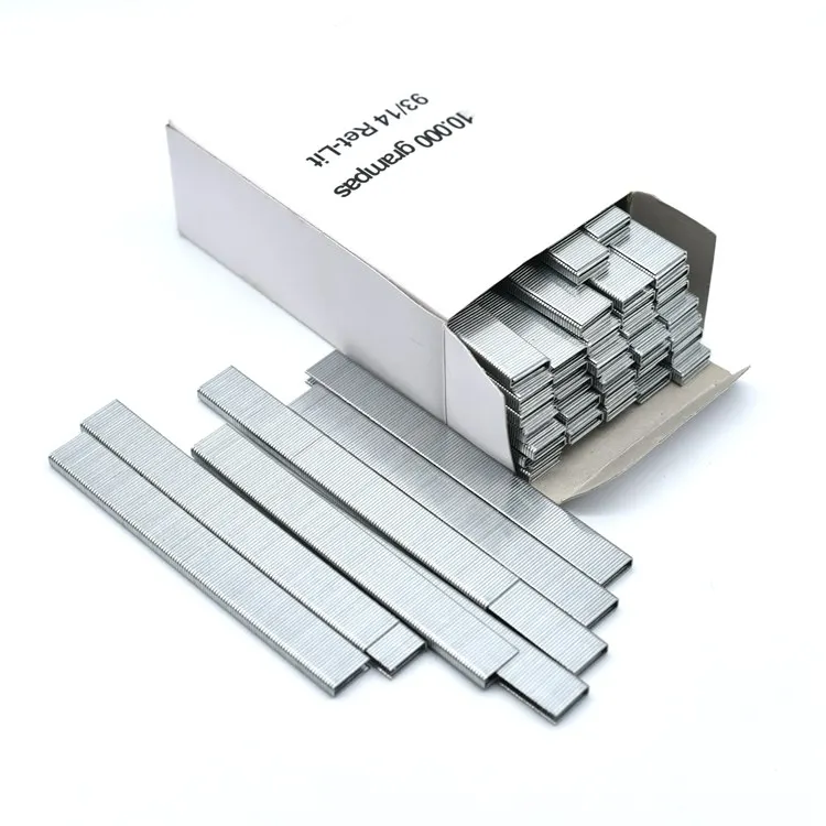 China factory wholesale U-type flat 93 or 97 series metal furniture staples ( 93/8, 93/10,93/12, 93/14,93/19, 93/22,93/25)