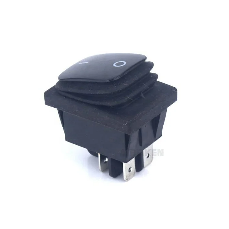 12V Black Housing Logo Big Current High Duty 4 Pin ON OFF Function 2 Position Waterproof Rocker Switch