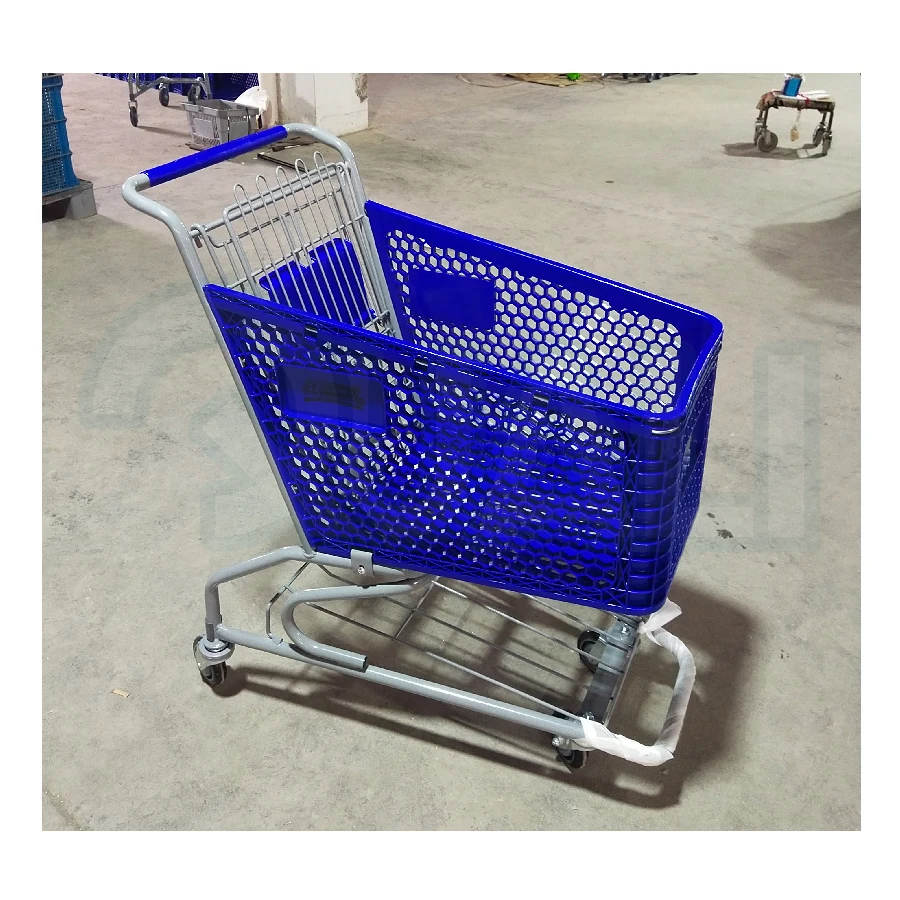 Quali High Durability All Plastic Shopping Cart Heavy Duty Supermarket 180 Liter Trolley Cart
