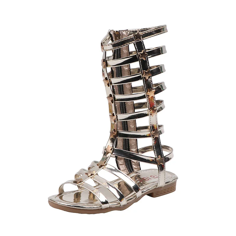 children shoes Summer boots High-top fashion Roma girls Stripe Kids Gladiator Sandals toddler baby sandals Brand high-quality