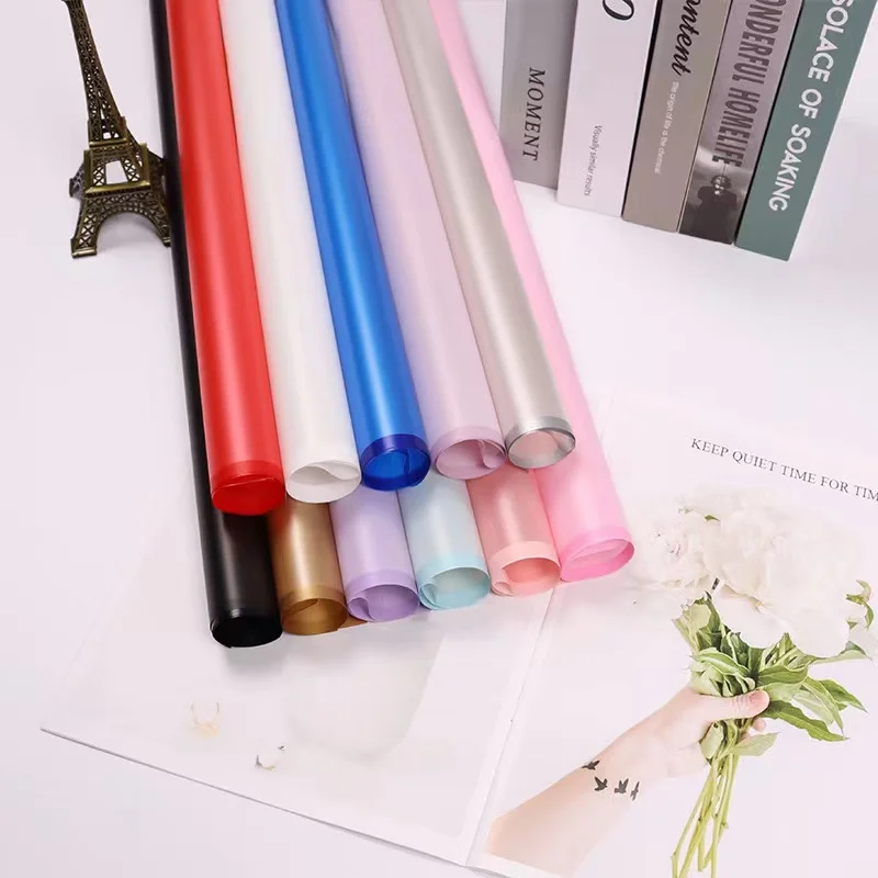 Wholesale 58*58cm Colorful Golden Edge Flower Wrapping Paper Waterproof Florist Paper Plastic Wrapping Film For Flower