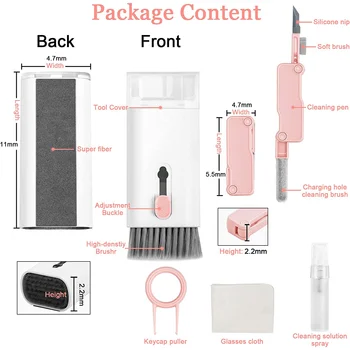 Wholesale Factory Multifunctional 7 in 1 Keyboard Cleaning Brush for Earbuds Headphone