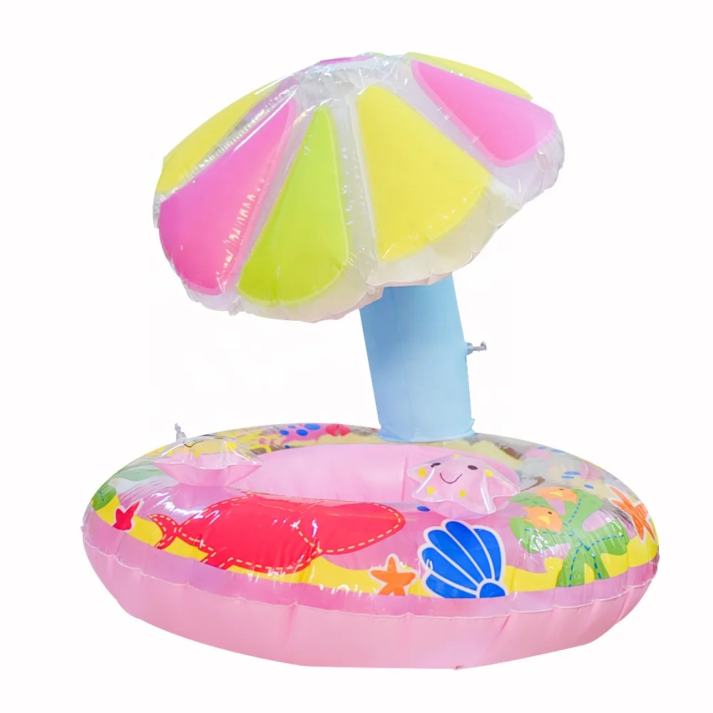 Mushroom Baby Inflatable Swim Boat Pool Floats Safety Kids Seat PVC Inflatable Swim Sitting Rings With Canopy For Pool Water Fun