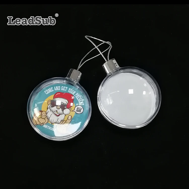 2019 Christmas Make Your Own Design Photo Printing Sublimation Christmas Ornaments Clear Plastic Balls Tree Hanging Ball