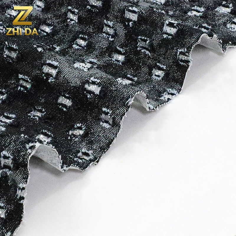 Punching compound gold and silver powder denim fabric polyester cotton fabric for cloths bag and suitcase