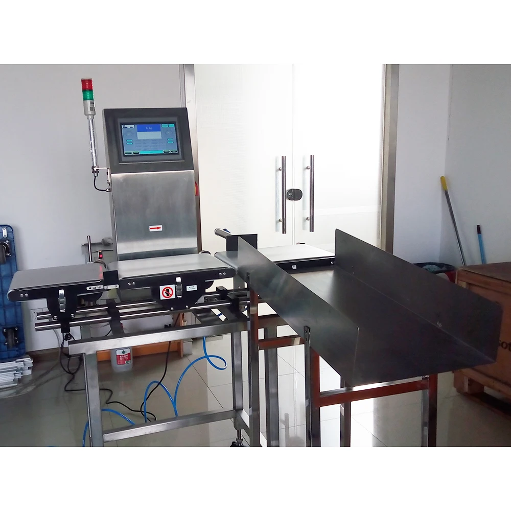 Automatic belt conveyor dynamic check weigher for food industry with pusher