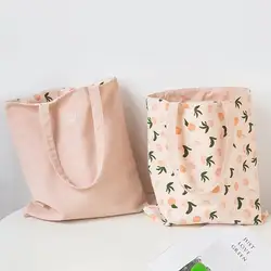 Fabric interior and exterior dual-purpose handbag cotton and linen pocket tote bag reusable storage sundries shopping bag